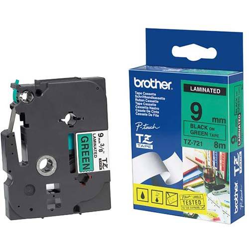 Лента Brother TZ-721 Tape Black on Green