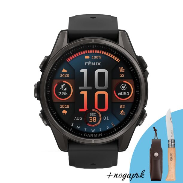 Оригинален Дамски Смарт часовник Garmin Fenix 8 Amoled 43 мм Sapphire Carbon Gray DLC Titanium/Black/Pebble Gray Garmin 010-02903-21