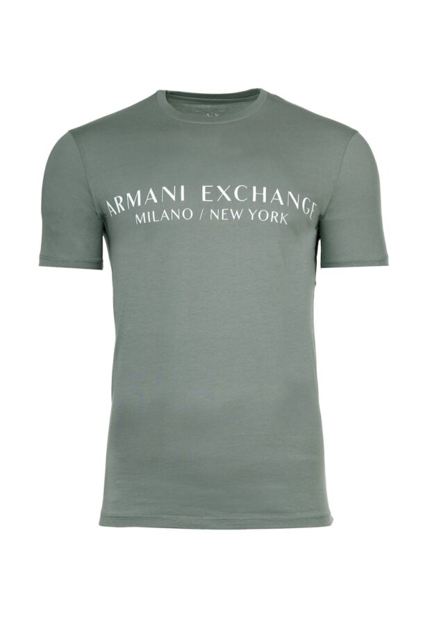 Памучна тениска с овално деколте и лого ARMANI EXCHANGE