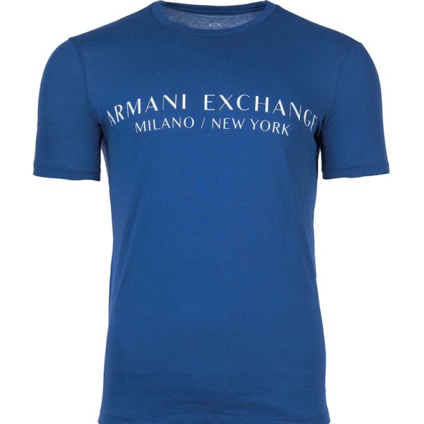 Памучна тениска с овално деколте и лого ARMANI EXCHANGE