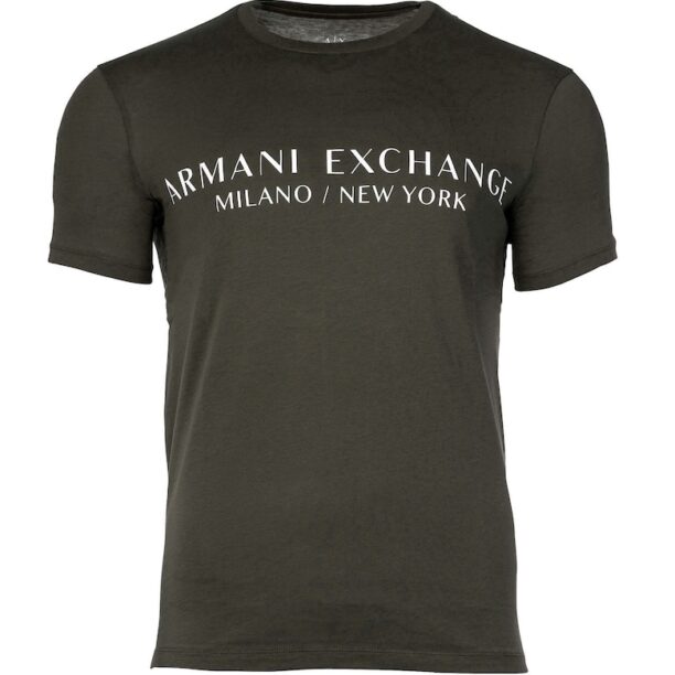 Памучна тениска с овално деколте и лого ARMANI EXCHANGE