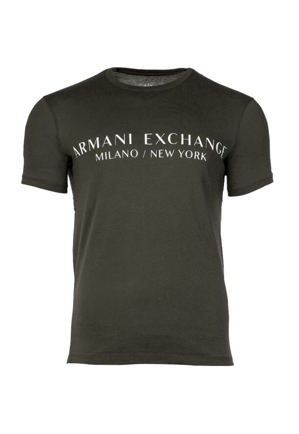 Памучна тениска с овално деколте и лого ARMANI EXCHANGE