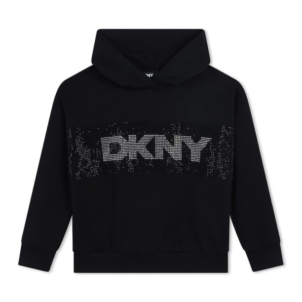 Памучно худи с декоративни камъни DKNY