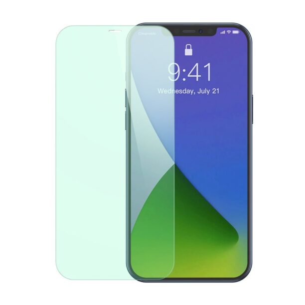 Протектор от закалено стъкло /Tempered Glass/ Baseus Full Coverage Green Tempered Glass Film with Anti Blue Light Filter