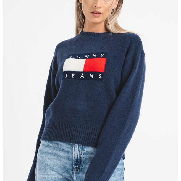 Пуловер с уголемено лого Tommy Jeans