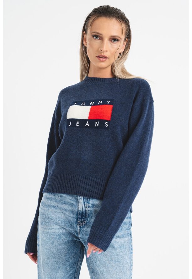 Пуловер с уголемено лого Tommy Jeans