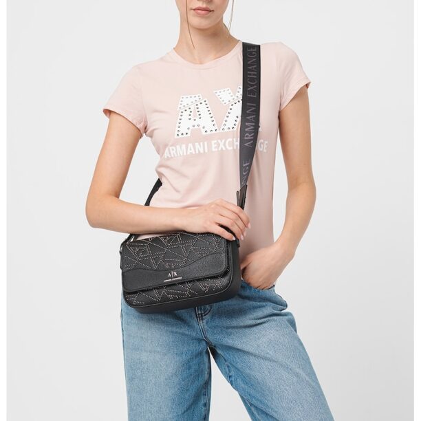 Слим тениска с декоративни камъни ARMANI EXCHANGE