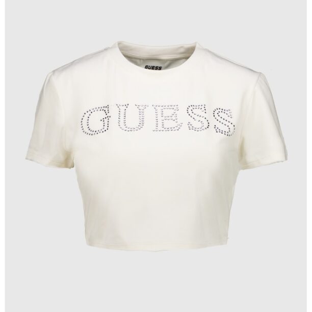 Спортна къса тениска с декоративни камъни GUESS