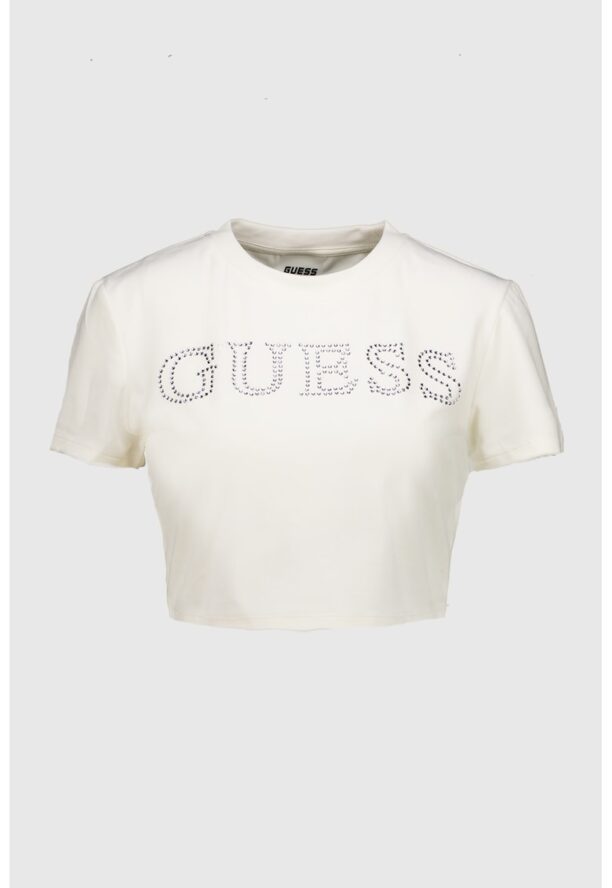 Спортна къса тениска с декоративни камъни GUESS