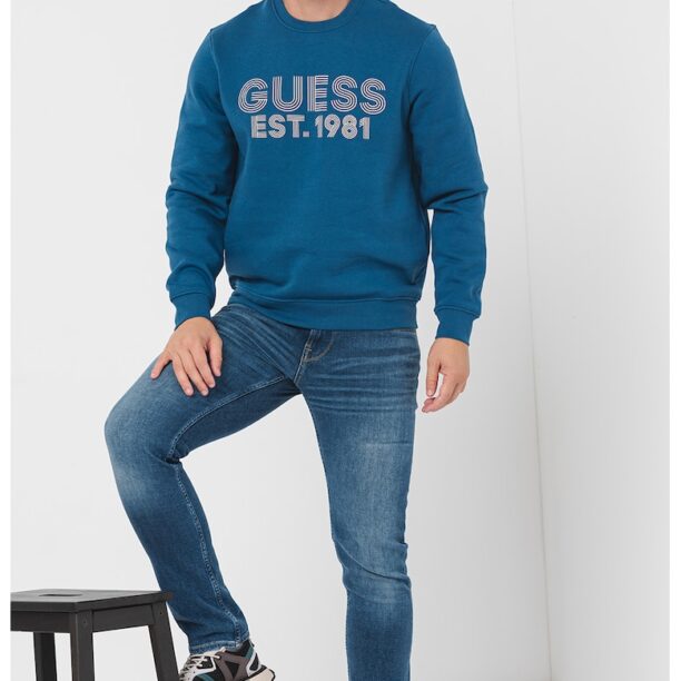 Суитшърт с овално деколте и лого GUESS