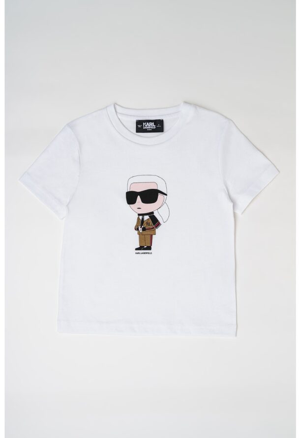 Тениска от памук с шарка KARL LAGERFELD KIDS