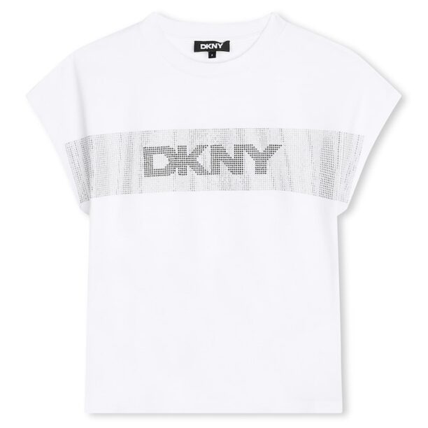 Тениска с декоративни камъни DKNY