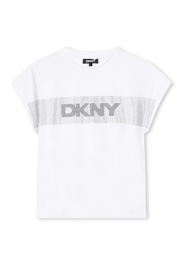 Тениска с декоративни камъни DKNY