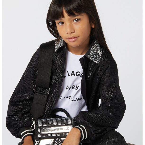 Тениска с овално деколте и лого KARL LAGERFELD KIDS