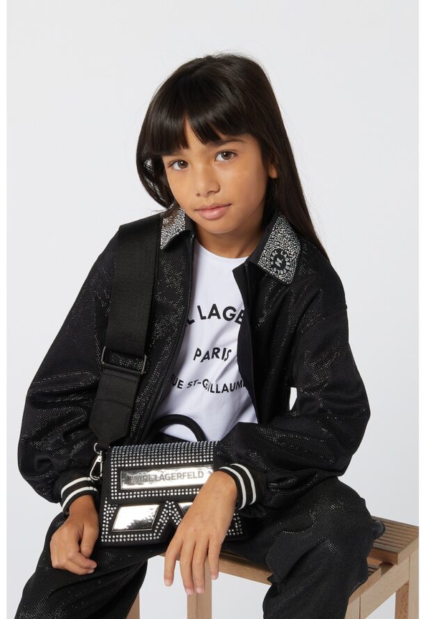 Тениска с овално деколте и лого KARL LAGERFELD KIDS