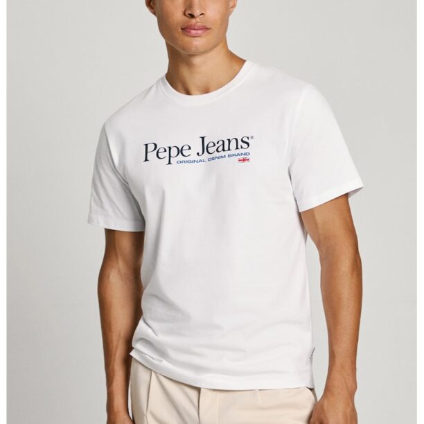 Тениска с овално деколте и лого Pepe Jeans London