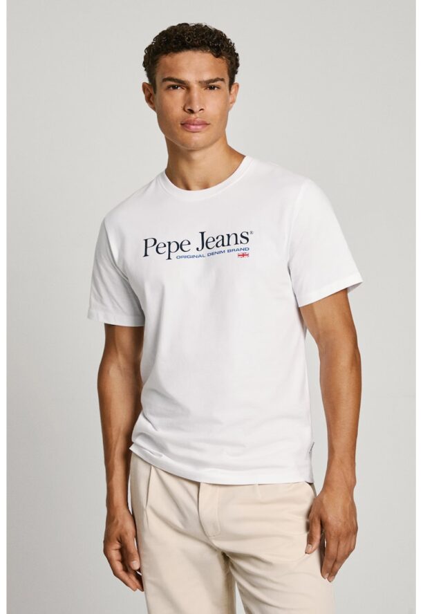 Тениска с овално деколте и лого Pepe Jeans London