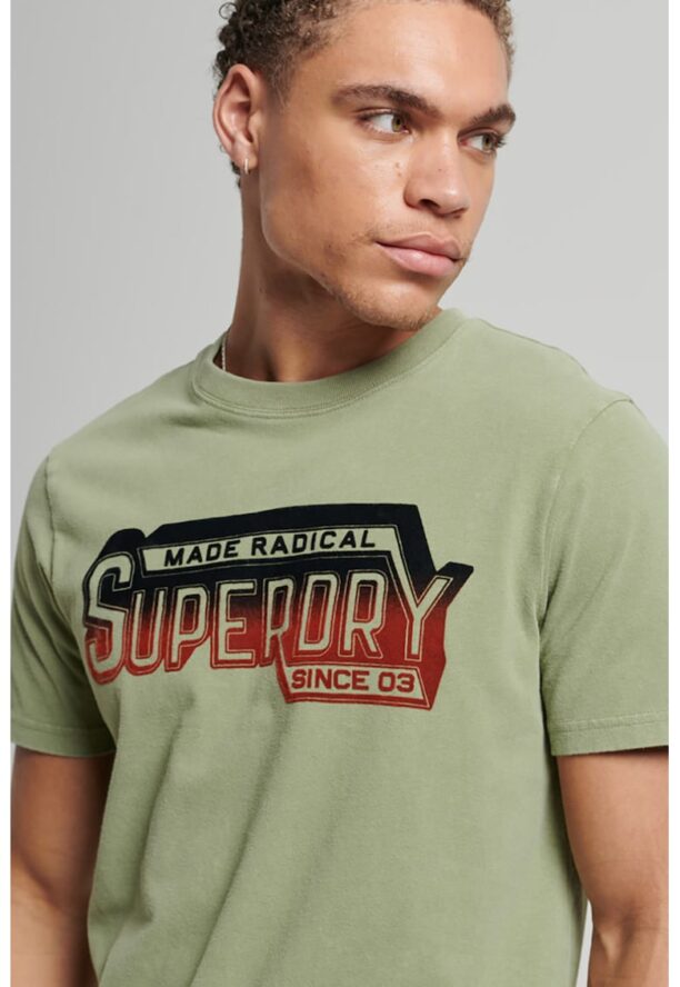 Тениска с овално деколте и лого SUPERDRY