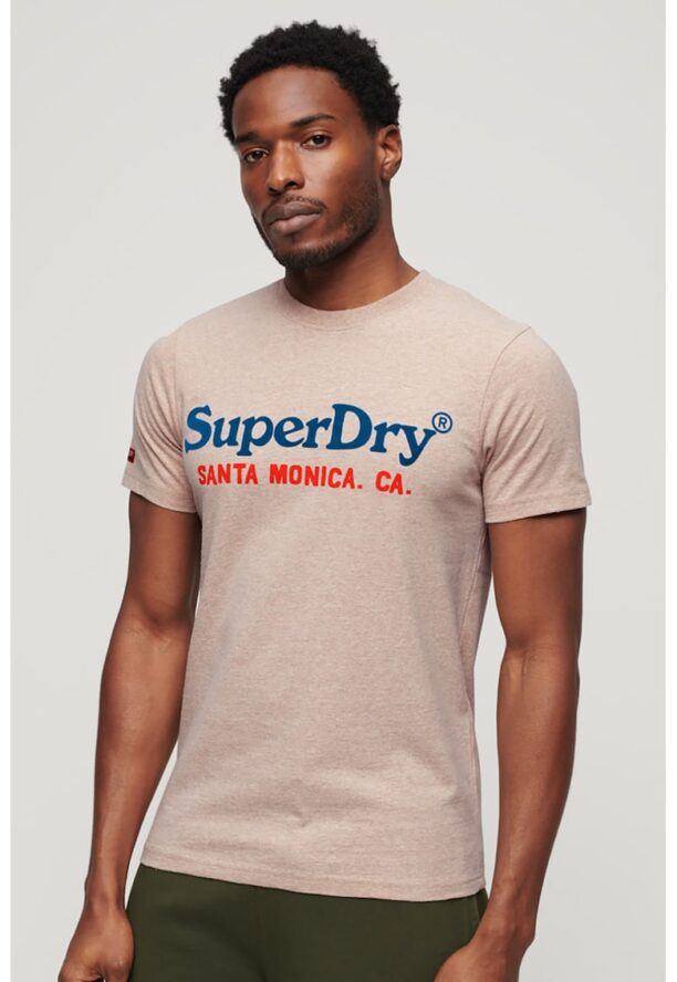 Тениска с овално деколте и лого SUPERDRY