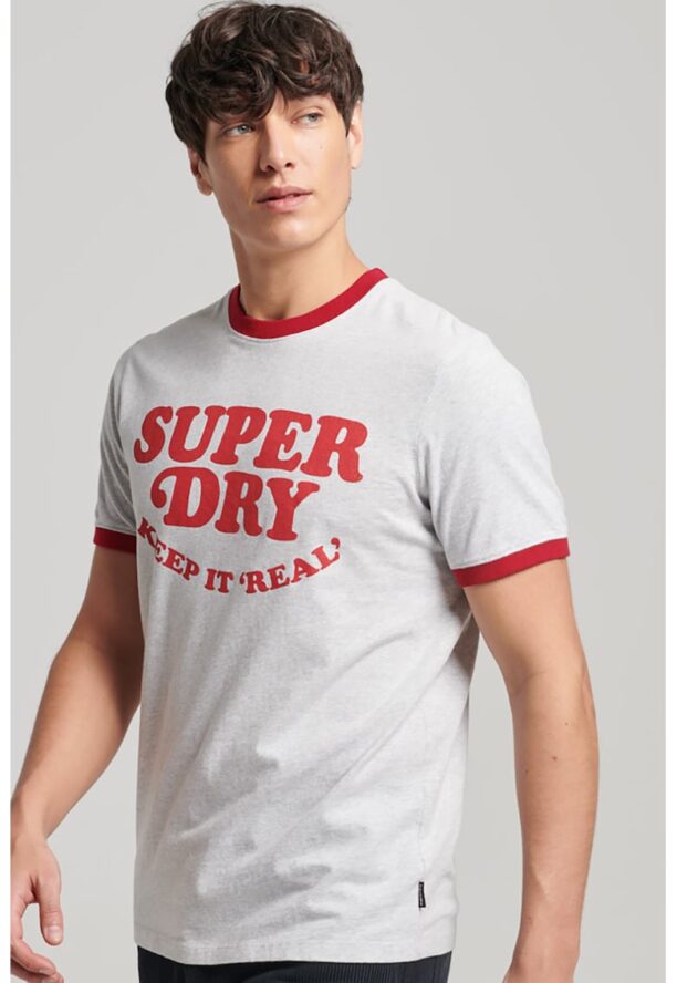 Тениска с овално деколте и лого SUPERDRY