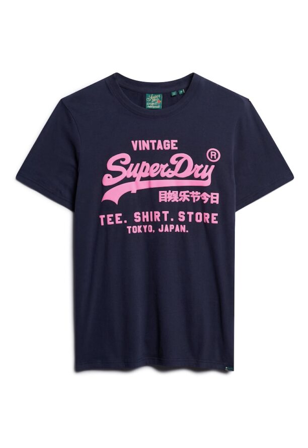 Тениска с овално деколте и надпис SUPERDRY