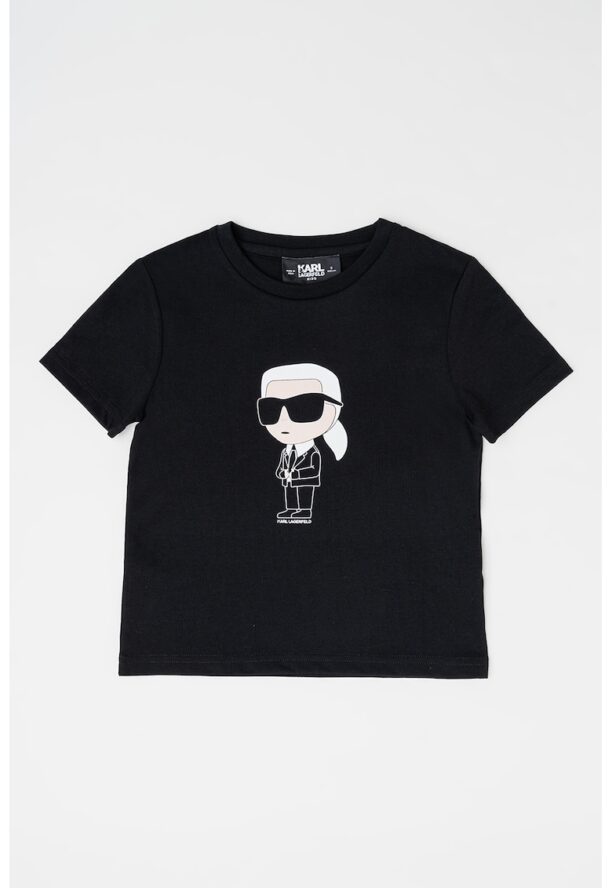 Тениска с овално деколте и шарка KARL LAGERFELD KIDS