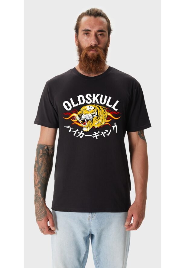 Тениска с овално деколте с лого Oldskull