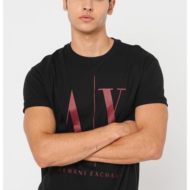 Тениска с уголемено лого ARMANI EXCHANGE