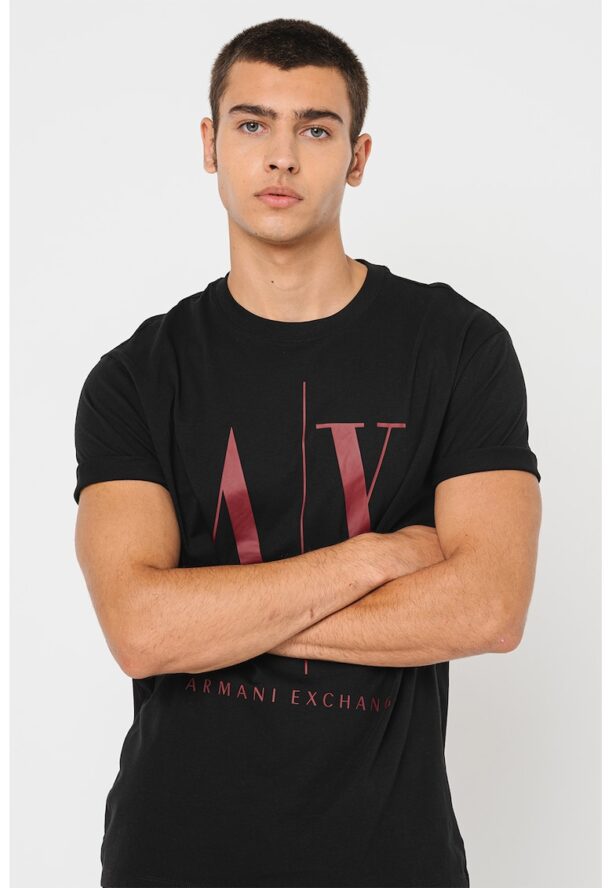 Тениска с уголемено лого ARMANI EXCHANGE