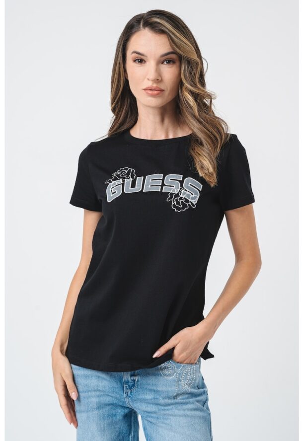 Фитнес тениска с бродирано лого GUESS