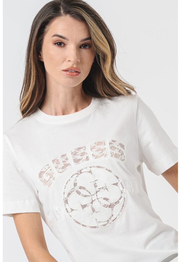 Фитнес тениска с дантелено лого GUESS