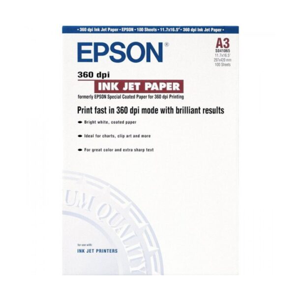 ХАРТИЯ EPSON INK JET COATED PAPER - A3 - P№ 41065 - заб.: 100л. цена