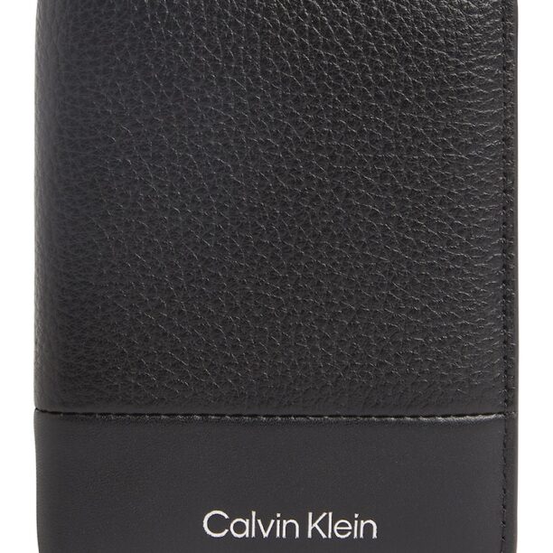 Кожен портфейл с двойно прегъване и релеф CALVIN KLEIN