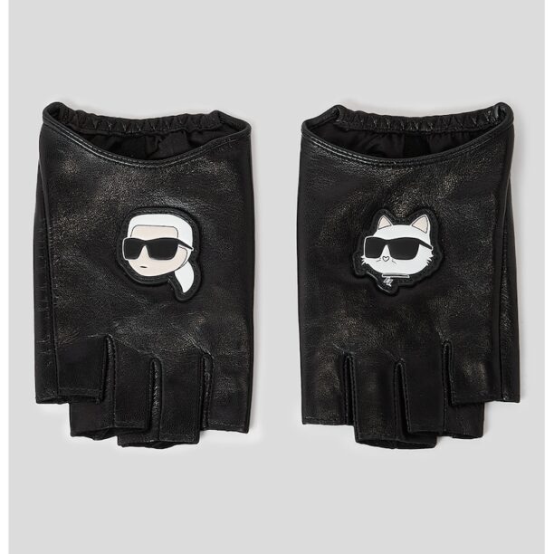 Кожени ръкавици Ikonik 2.0 без пръсти Karl Lagerfeld