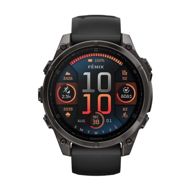 Оригинален Мъжки Смарт часовник Garmin Fenix 8 Amoled 47 мм Sapphire Carbon Gray DLC Titanium/Black/Pebble Gray Garmin 010-02904-21