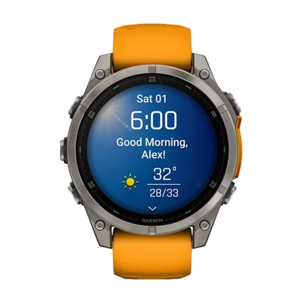 Оригинален Мъжки Смарт часовник Garmin Fenix 8 Amoled 47 мм Sapphire Titanium/Spark Orange/Graphite Garmin 010-02904-11