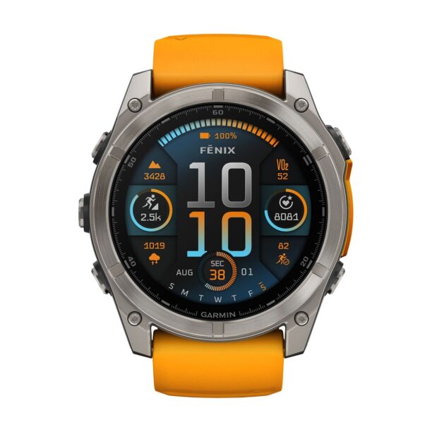 Оригинален Мъжки Смарт часовник Garmin Fenix 8 Amoled 51 мм Sapphire Titanium/Spark Orange/Graphite Garmin 010-02905-11