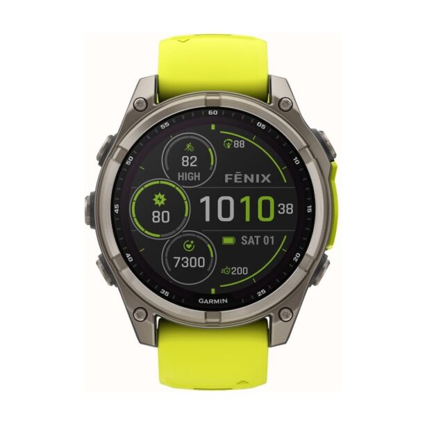 Оригинален Мъжки Смарт часовник Garmin Fenix 8 Solar 47 мм Sapphire Titanium/Amp Yellow/Graphite Garmin 010-02906-21