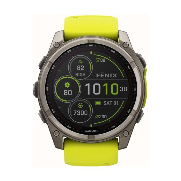 Оригинален Мъжки Смарт часовник Garmin Fenix 8 Solar 51 мм Sapphire Titanium/Amp Yellow/Graphite Garmin 010-02907-21