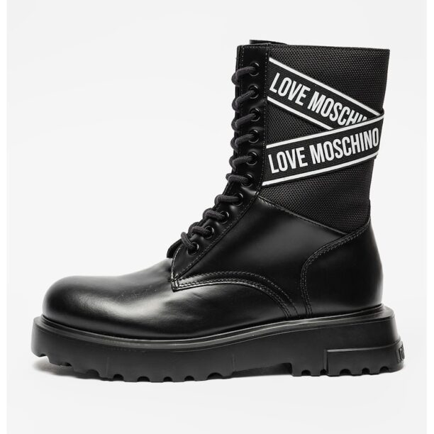 Кожени боти с лого Love Moschino