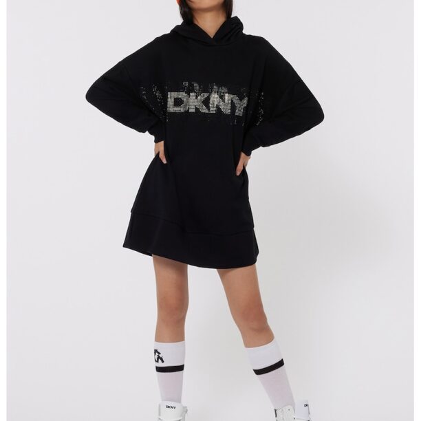 Къса рокля тип худи с циркони DKNY