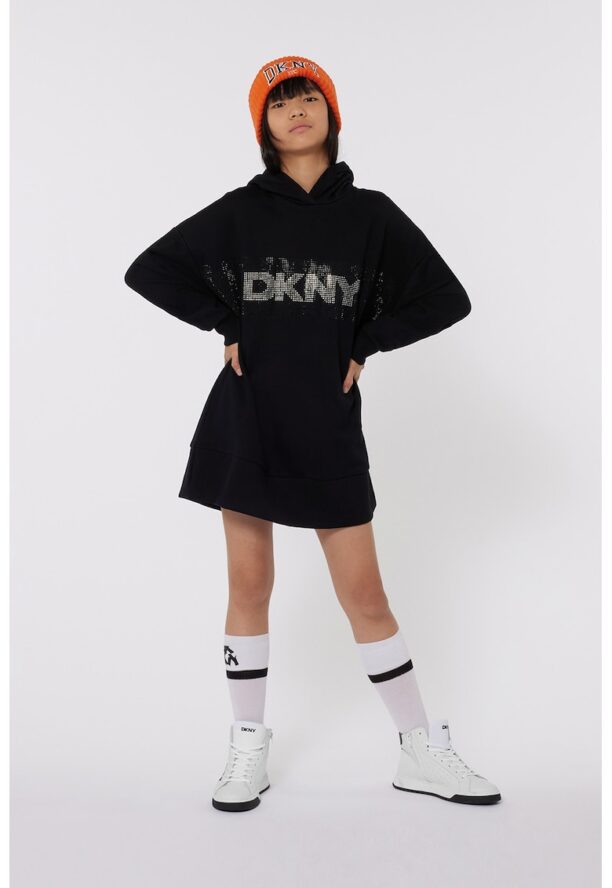 Къса рокля тип худи с циркони DKNY