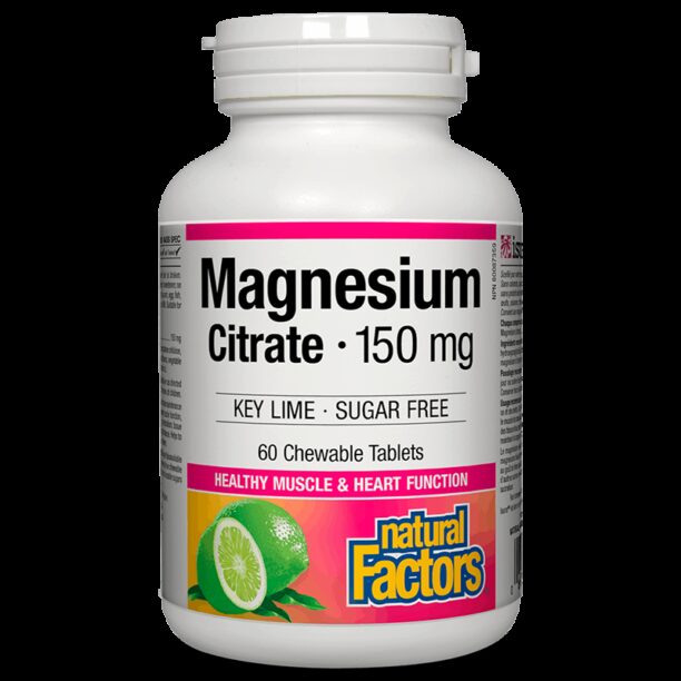 Magnesium Citrate/ Магнезий (цитрат) 150 mg х 60 дъвчащи таблетки Natural Factors