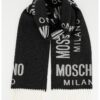 Вълнен шал с ресни и лого Moschino