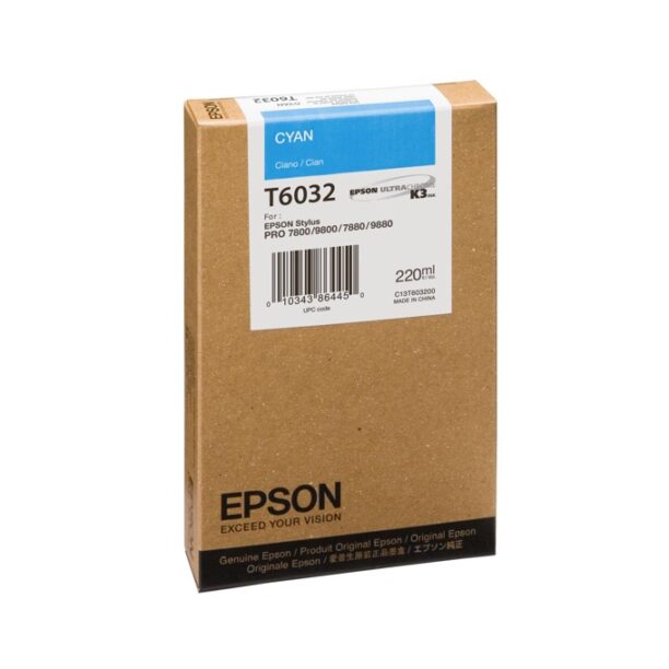 Касета ЗА EPSON STYLUS PRO 7880/9880/7800/9800 - T6032 - Cyan - P№ C13T603200 - 220 ml цена