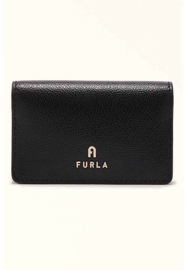 Кожен калъф за карти Camelia с метално лого Furla