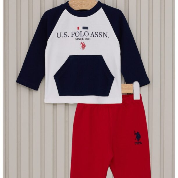 Памучен спортен екип с джоб кенгуру US Polo Assn