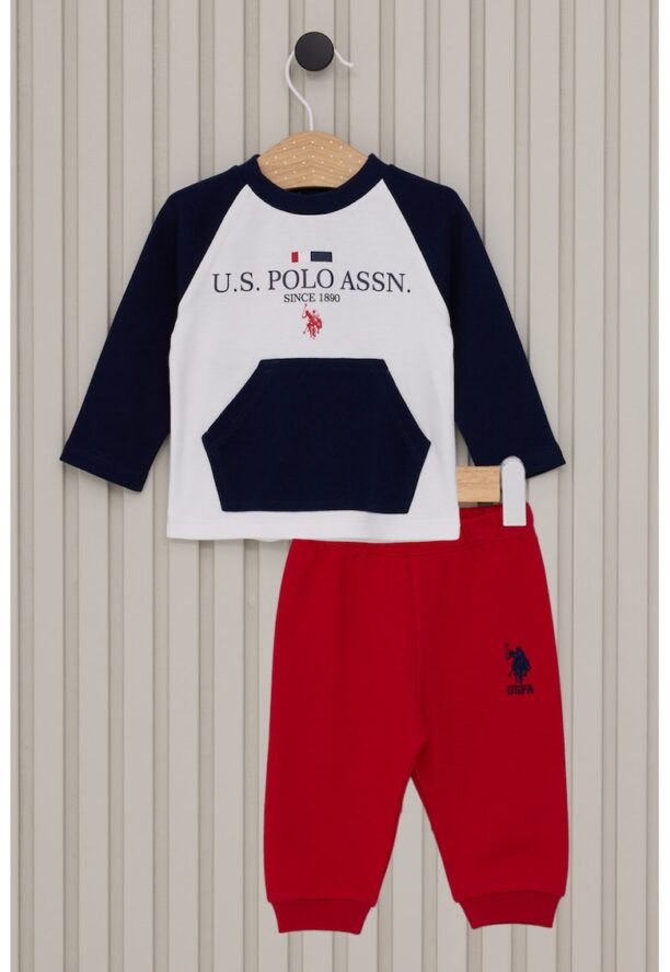 Памучен спортен екип с джоб кенгуру US Polo Assn