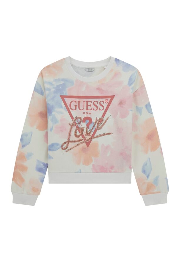 Памучен суитчърт с декоративни камъни GUESS KIDS