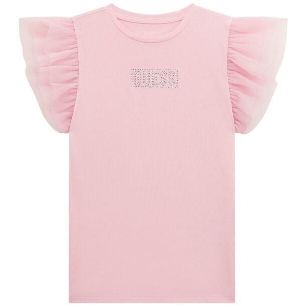 Памучна тениска с лого GUESS KIDS